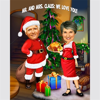 Mr. and Mrs. Claus Caricature from Photos,by myDaVinci - myDaVinci